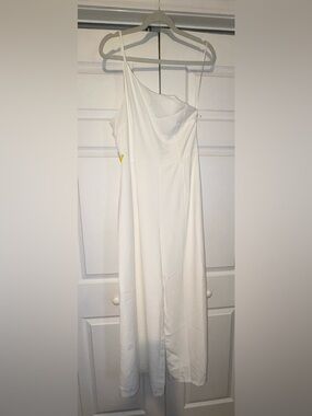 Petal & Pup White One-Shoulder Wide Leg Jumpsuit